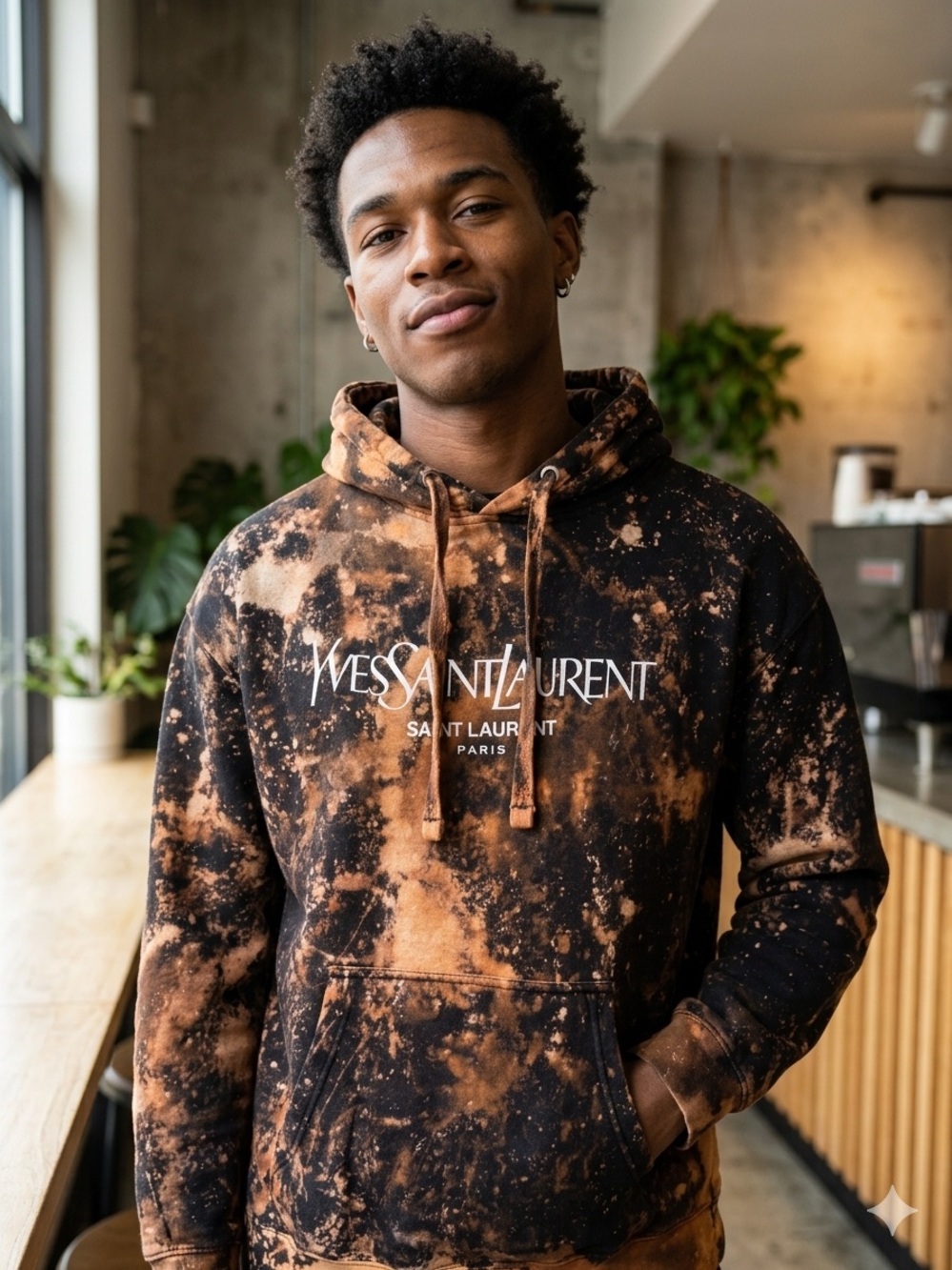 YSL Bleach Dye Hoodie - Ember Wash XL Streetwear